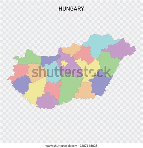 Isolated Colored Map Hungary Borders Regions Stock Vector (Royalty Free ...