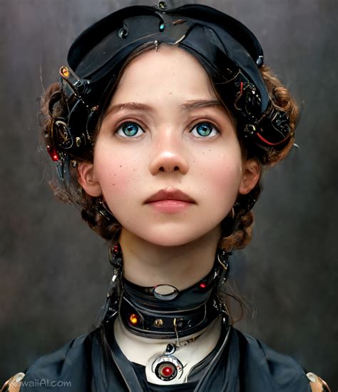 Victorian Cyborg Young Woman Art - Kawaii AI