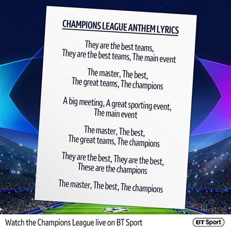 The official Champions League anthem with the lyrics translated into English 😂🙈 Epic ...