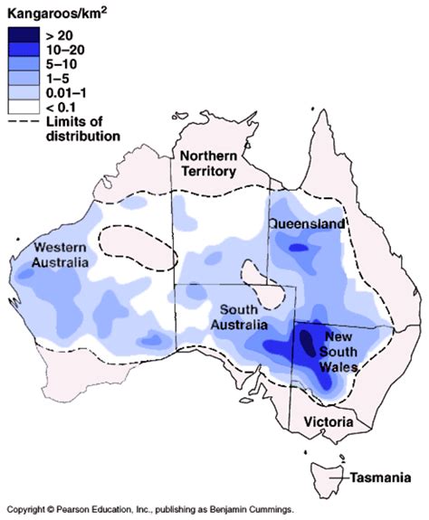 Kangaroo distribution in Australia versus elevation | Australia, Kangaroo, Pearson education