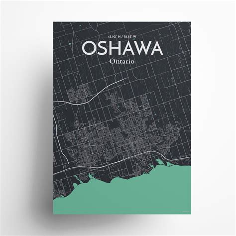 Oshawa City Map, Art Print, Wall Decor - OurPoster.com