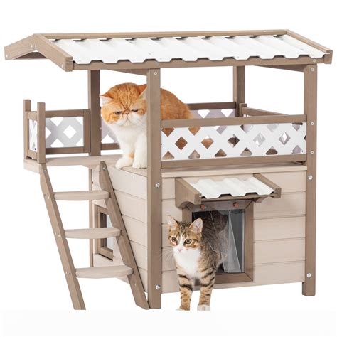 Tucker Murphy Pet™ Feral Cat House Outdoor Indoor Kitty Houses With Durable Pvc Roof, Escape ...