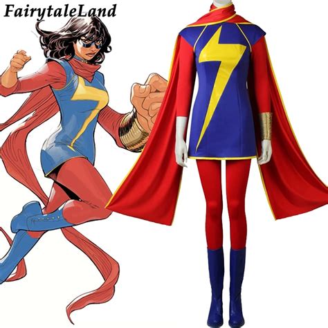 Ms. Marvel Kamala Khan Cosplay Costume Adult Women Halloween Costumes ...