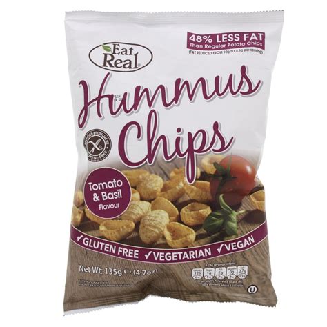 Buy Eat Real Hummus Chips Tomato And Basil Flavour 135g Online - Lulu Hypermarket Bahrain