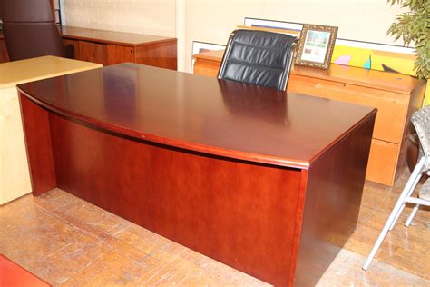 Bradford Series Medium Cherry Wood Bowfront Desk • Peartree Office Furniture