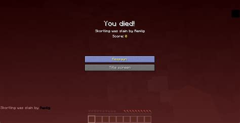 Minecraft you died screen