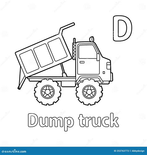 Dump Truck Alphabet ABC Coloring Page D Stock Vector - Illustration of letter, tracing: 253763773