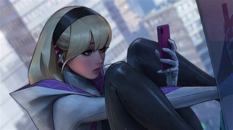 4K Ultra HD Wallpaper of Spider-Gwen: Blonde Power in Action by JeeHyung lee