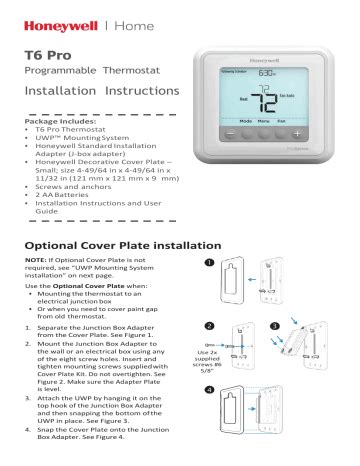 Honeywell Home Honeywell T6, T6 Pro Programmable Thermostat Guía del usuario | Manualzz