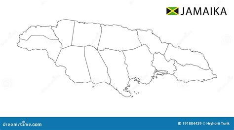 Jamaica Map, Black and White Detailed Outline Regions of the Country Stock Illustration ...