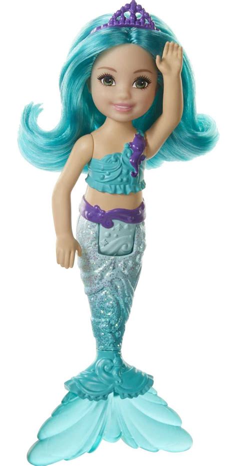 Buy Barbie Dreamtopia Chelsea Mermaid Doll with Teal Hair & Tail, Tiara ...