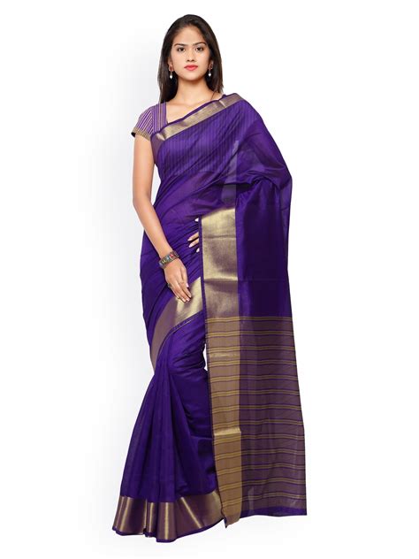 Buy Satrani Purple Cotton & Linen Traditional Saree - Sarees for Women ...