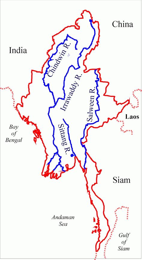 Myanmar river map - Burma river map (South-Eastern Asia - Asia)