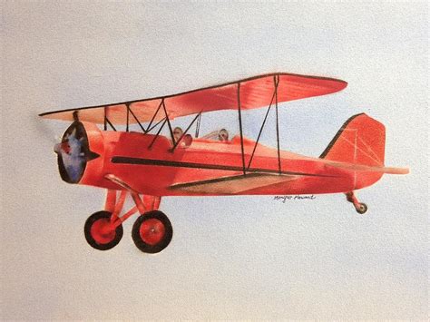 Red Vintage Plane Painting by Margret Howard - Pixels