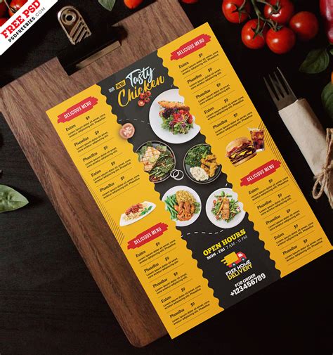 A4 Size Restaurant Food Menu PSD Template | PSDFreebies.com