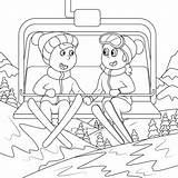 Premium Vector  The Boy And Girl Are On ski Lift In Mountains sketch template