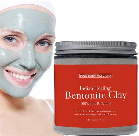 Sodium Bentonite Clay Mask, 100% Pure Indian Healing Clay Bentonite Powder for Detox Face Mask ...