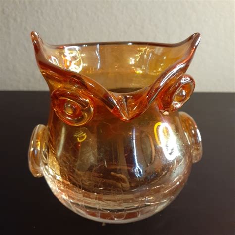 Silvestri | Art | Silvestri Italy Crackled Iridescent Glass 4 Owl Bud Vase | Poshmark