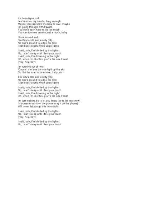 Blinding Lights Lyrics | PDF