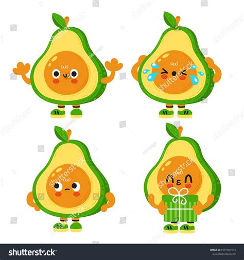 Cute Funny Avocado Baby Face Vector Stock Vector (Royalty Free) 1991907953 | Shutterstock