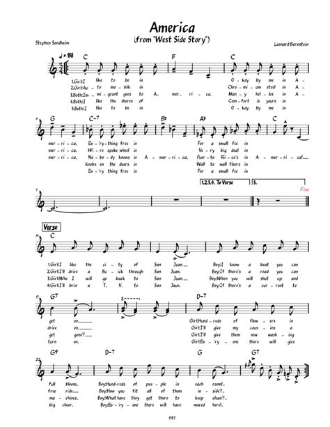 America from West Side Story (lead sheet with lyrics) Sheet music for ...