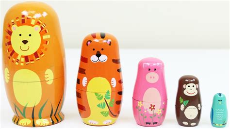 Learn Animals with Nesting Dolls! Surprise Toys Inside! - YouTube