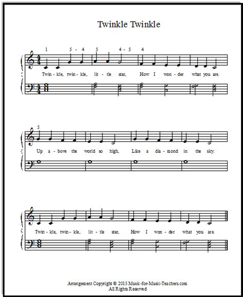 Twinkle Twinkle Little Star Free Sheet Music for Piano