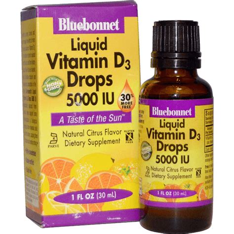 Bluebonnet Vitamin D3 Drops, 5000 IU, Liquid, Citrus | Shop | Food ...