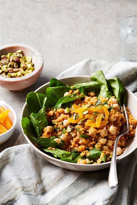 Spinach-Apricot Salad with Spiced Lentils | Recipe | Yummy salad ...