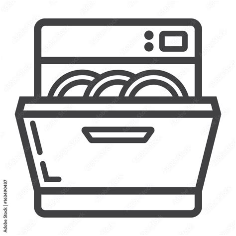 Dishwasher line icon, kitchen and appliance, vector graphics, a linear pattern on a white ...