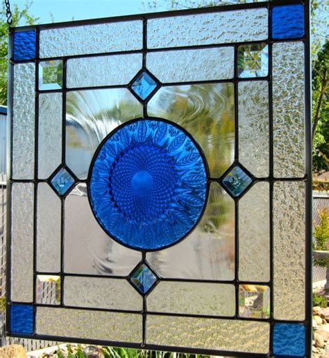 Vintage Blue Plate Stained Glass Window With Blue Bevels - Etsy ...