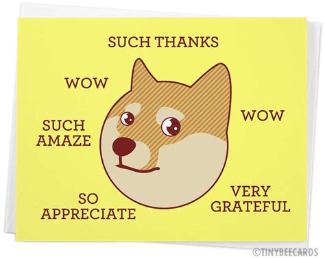 Funny Thank You Card such Thanks Doge Card - Etsy UK