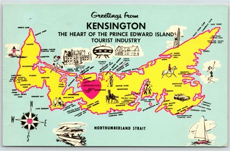 Kensington PEI Map~Tignish~Souris~Brookfield~Port Wood~O'Leary~Portage~1950s PC | Other ...