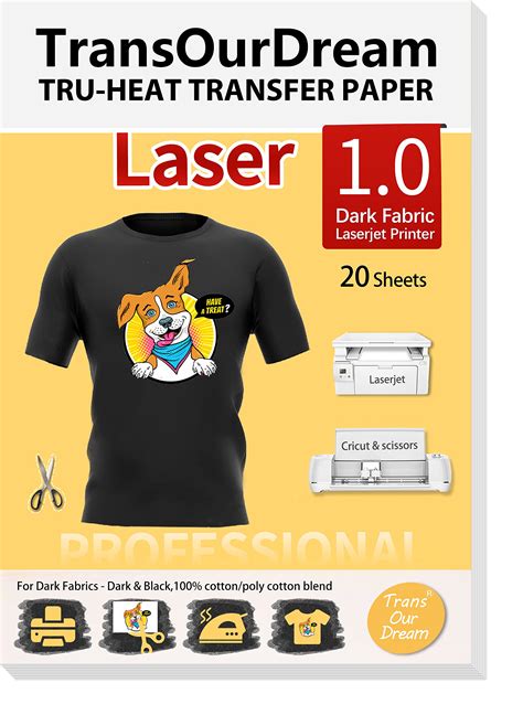 Buy TransOurDream Iron on Heat Transfer Paper for Dark T Shirts (20 Sheets 8.5x11", 1.0 ...