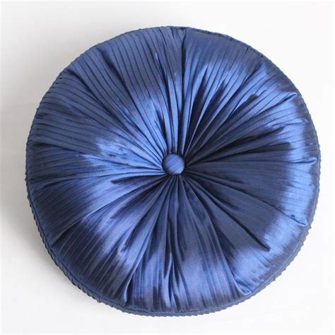 Free shipping! Round Cushion Faux Silk Cushion Blue Color Cushion with Insert PH3022-in Cushion ...