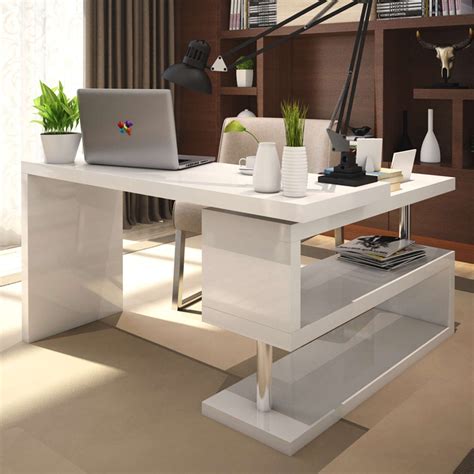 White High Gloss Office Desk / China Latest Glass Office Desk Table ...