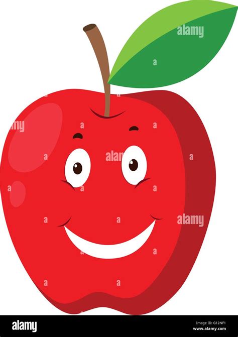 Red apple with happy face illustration Stock Vector Image & Art - Alamy