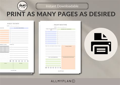 Daily Routine Template, Morning Checklist, Evening Routine, Custom ...