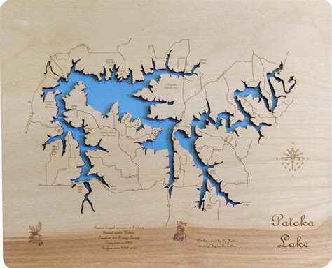 Patoka Lake, Indiana-Wood Lake Map, Small - Contemporary - Prints And ...