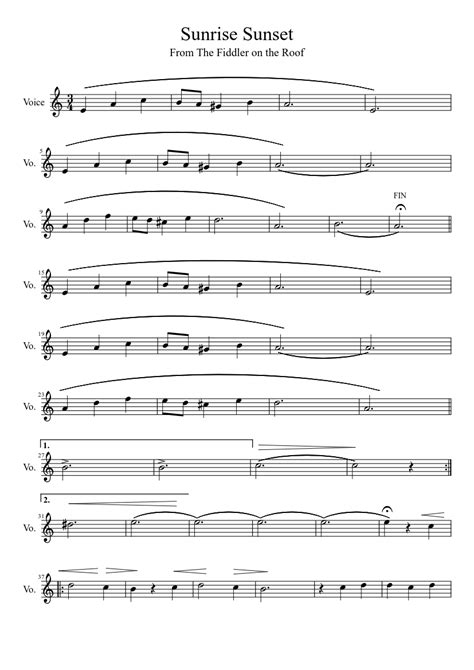 Sunrise Sunset sheet music download free in PDF or MIDI