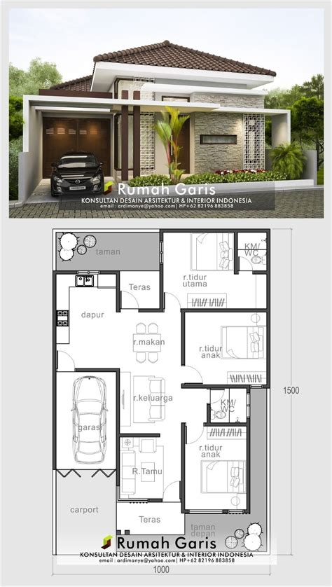 Desain Rumah Minimalis 10×15 | Minimalist house design, Minimal house ...