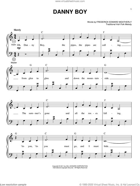 Weatherly - Danny Boy sheet music for accordion [PDF-interactive]