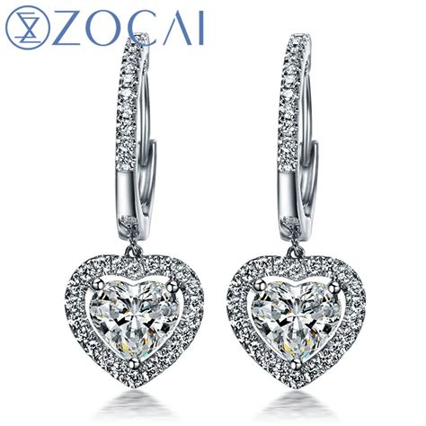 ZOCAI DROP EARRING 0.70 CT CERTIFIED I J / SI DIAMOND DROP EARRINGS ...