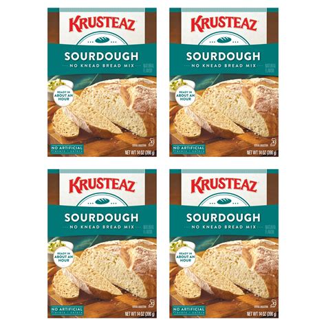 (4 pack) Krusteaz Sourdough No Knead Bread Mix, 14 oz Box - Walmart.com