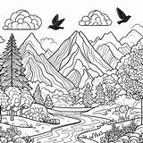 Beautiful Mountain coloring Page  Download Print Or Color Online For Free sketch template