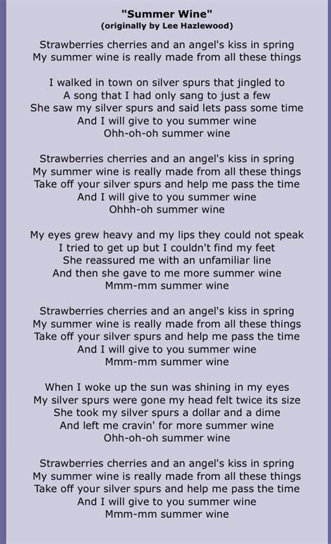 Download "Summer Wine" Ringtone "Summer Wine" (originally by Lee Hazlewood) Strawberries ...