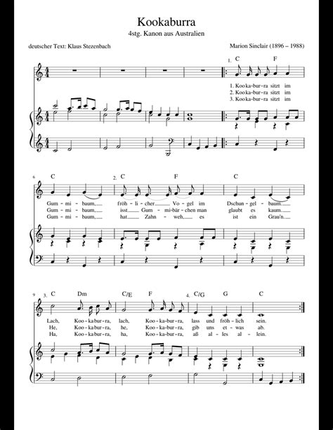 Kookaburra sheet music for Piano, Voice download free in PDF or MIDI