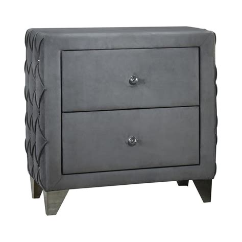 Sandboard 2-drawer Button Tufted Nightstand Grey