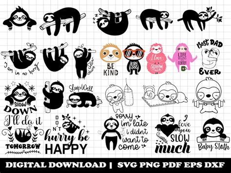 50 Sloth SVG BUNDLE Sloth Quotes Svg Svg for Cricut Cute - Etsy