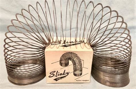 Vintage Metal Slinky Toy in Original Box, James Industries, Philedelphia, Pa. Circa 1940's